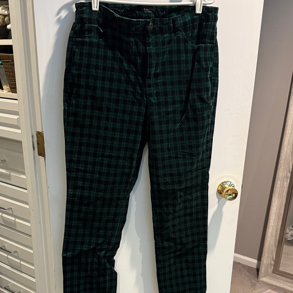 Talbots women’s Dark Green Checkered Chinos